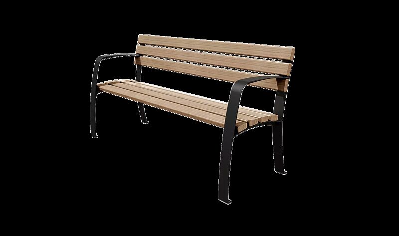 Seniorenbank CASERTA mit Rückenlehne und Armlehnen, mit Hartholzbelattung, unbehandelt, Basis-Modul