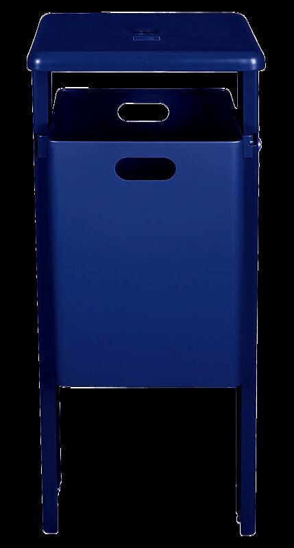 Abfallbehälter ASHINGTON, mit Ascher, zum Einbetonieren, in RAL 5013 kobaltblau