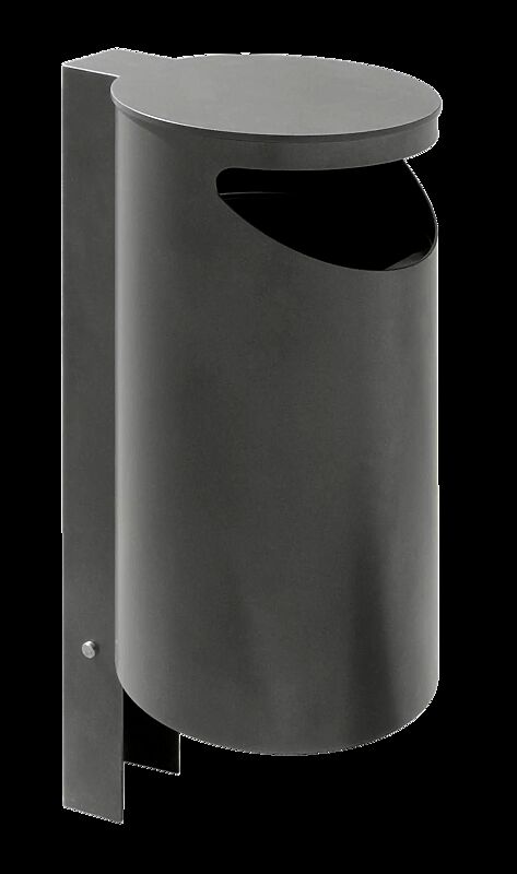 Abfallbehälter BURLINGTON aus Edelstahl, pulverbeschichtet in DB 703 eisenglimmer, ohne Ascher
