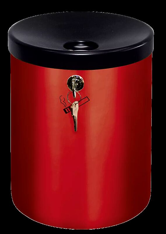 Wandascher GLASGOW, 6 Liter, in RAL 3001 signalrot, mit Zylinderschloss