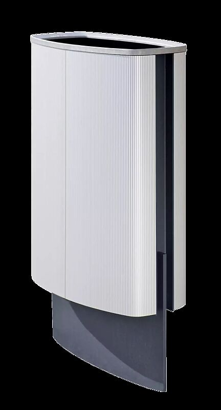 Abfallbehälter MINIUM mit durchgehender flacher Fußplatte zum Aufdübeln, Stahlteile in RAL7016 anthrazitgrau