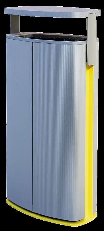 Abfallbehälter MINIUM mit Schutzdach, zum Aufdübeln, Stahlteile in Sonderfarbe (auf Anfrage)