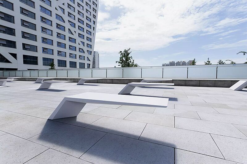 Sitzbank WING aus UTC®-Beton, in weiß