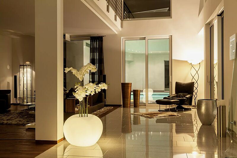 Pflanzbehälter MALUR-LIGHT, Höhe 490 mm, transluzent beleuchtet