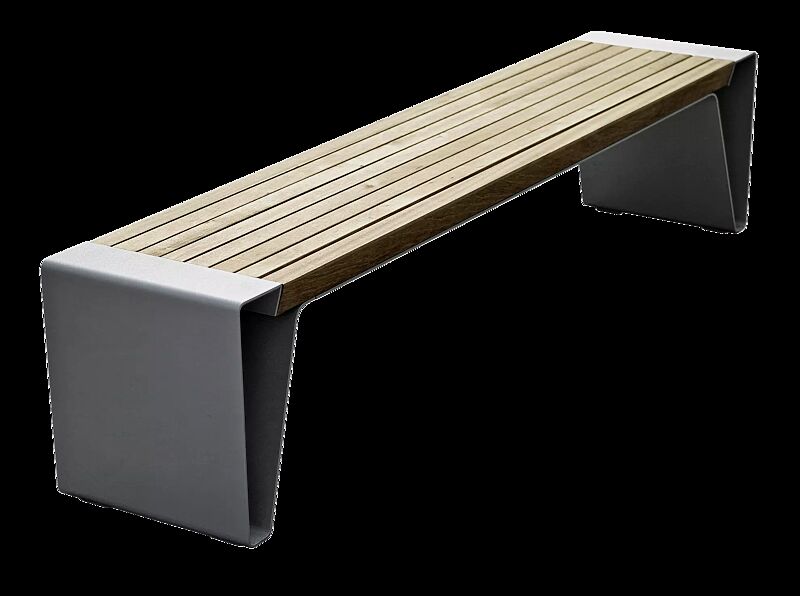 Sitzbank RADIUM ohne Rückenlehne, mit Jatobaholzbelattung, Stahlteile in RAL 7016 anthrazitgrau