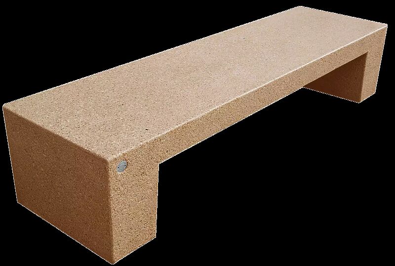 Sitzbank ERACLEA ohne Rückenlehne, aus rekonstituiertem Marmor, Sitzfläche geschliffen, in gelb mori