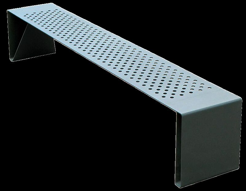 Sitzbank RADIUM ohne Rückenlehne, ohne Kunststoffnoppen, in RAL 9007 graualuminium