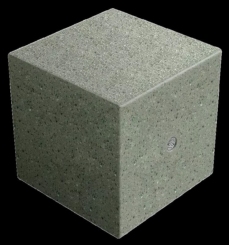 Sitzpoller IDRA aus rekonstituiertem Marmor, Oberseite gestockt, in grün alpi