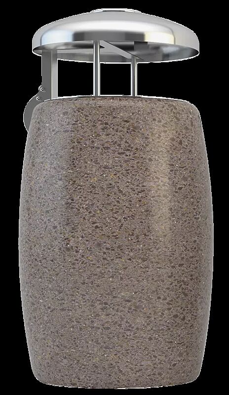 Abfallbehälter PEGASO aus rekonstituiertem Marmor geschliffen, in veniziano, mit Edelstahl-Schutzdach