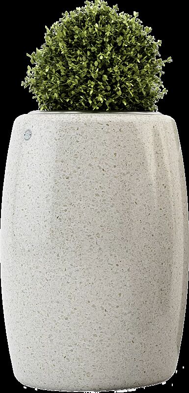 Pflanzbehälter PEGASO aus rekonstituiertem Marmor geschliffen, in botticino