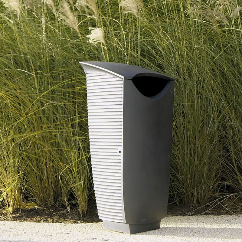 Abfallbehälter NASTRA, Aluminiumguss in RAL 9006 weißaluminium