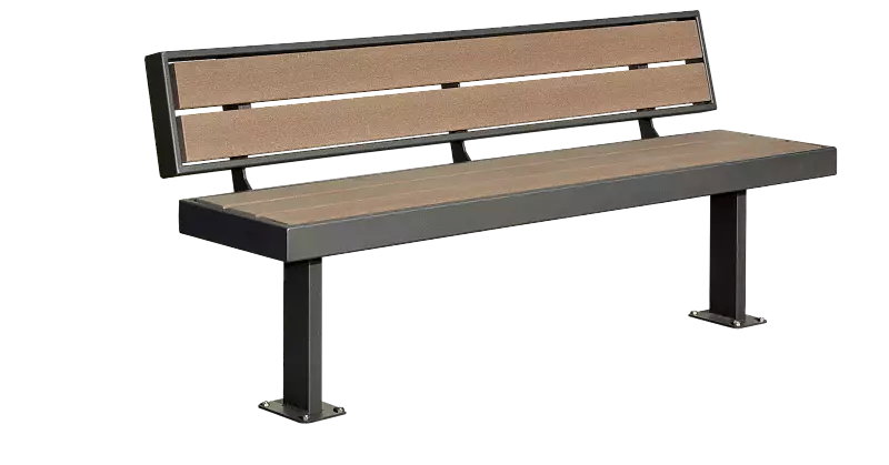 Sitzbank PRASEM mit Rückenlehne, Stahlteile in RAL 7016 anthrazitgrau