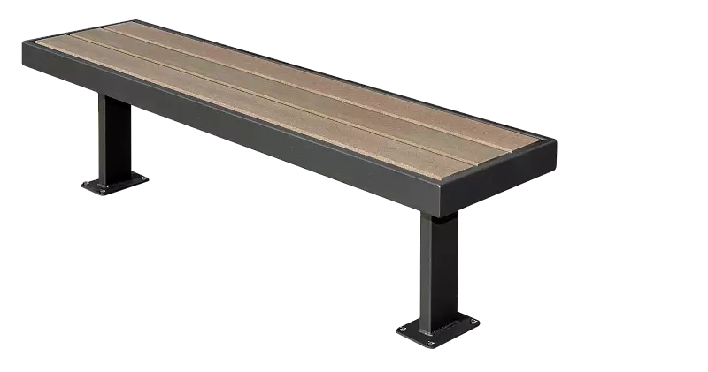 Sitzbank PRASEM ohne Rückenlehne, mit WPC-Holzbelattung, Stahlteile in RAL 7016 anthrazitgrau