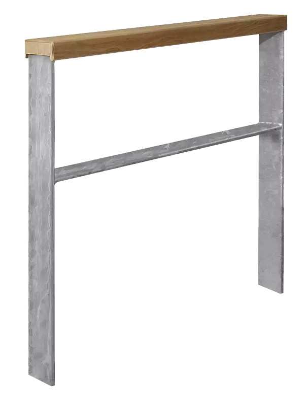 Anlehnbügel UTAH mit Sapeli-Holzlatte und Quersteg, zum Einbetonieren, feuerverzinkt