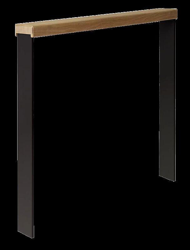 Anlehnbügel UTAH mit Sapeli-Holzlatte, ohne Quersteg, zum Einbetonieren, in RAL 9011 graphitschwarz