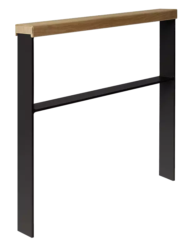 Anlehnbügel UTAH mit Sapeli-Holzlatte und Quersteg, zum Einbetonieren, in RAL 9011 graphitschwarz