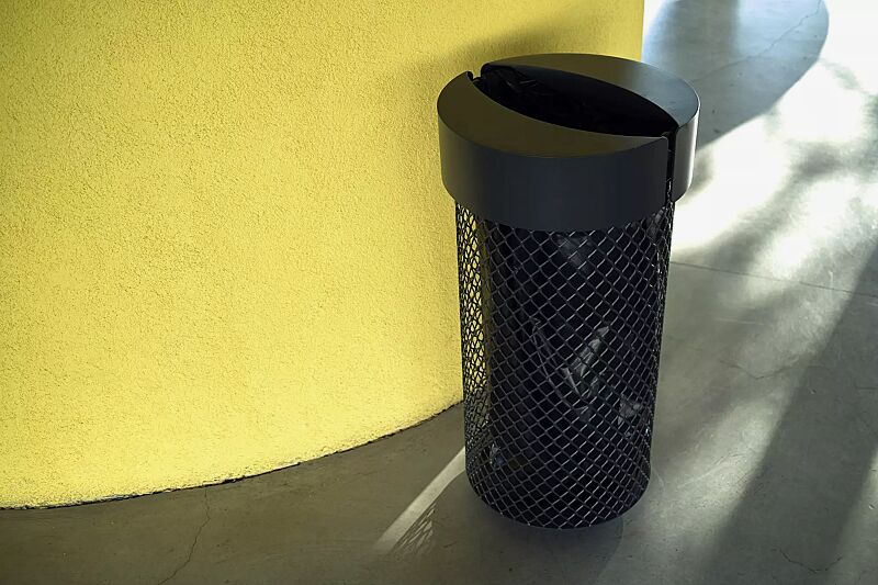 Abfallbehälter AEROPORTO mit Aluminiumdeckel, in RAL 7016 anthrazitgrau