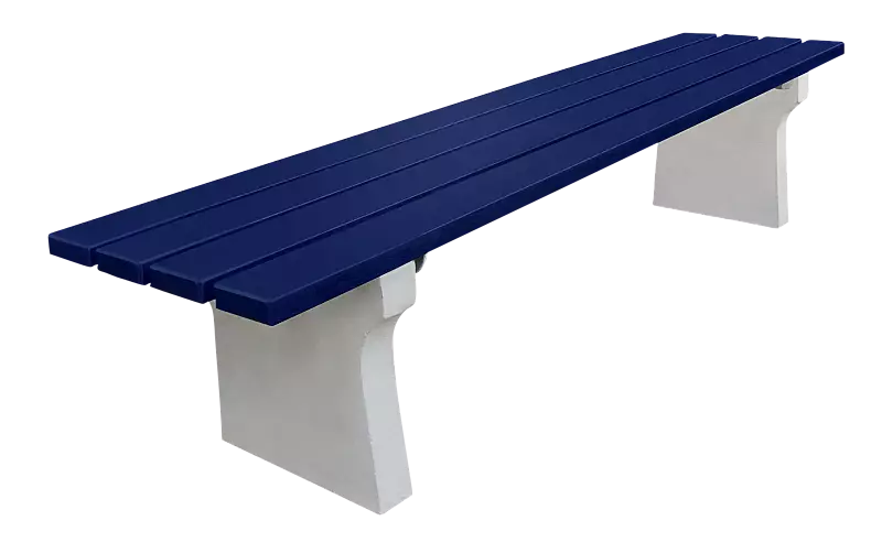 Sitzbank SICILIA ohne Rückenlehne, mit Kambalaholzbelattung, lackiert in RAL 5002 ultramarinblau