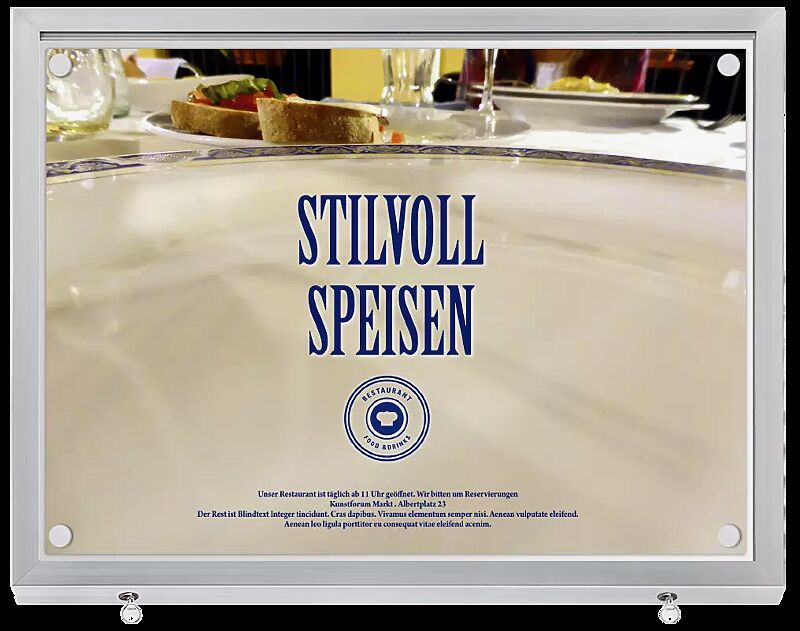 Schaukasten CHOIS, Querformat, Sonderformat, Alu silber