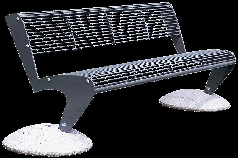 Sitzbank ALBATROS mit Rückenlehne und Füßen aus Beton, RAL 7016 anthrazitgrau