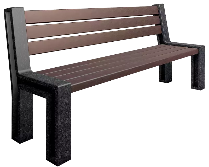 Sitzbank ODERZO mit Rückenlehne, aus Recycling-Kunststoff