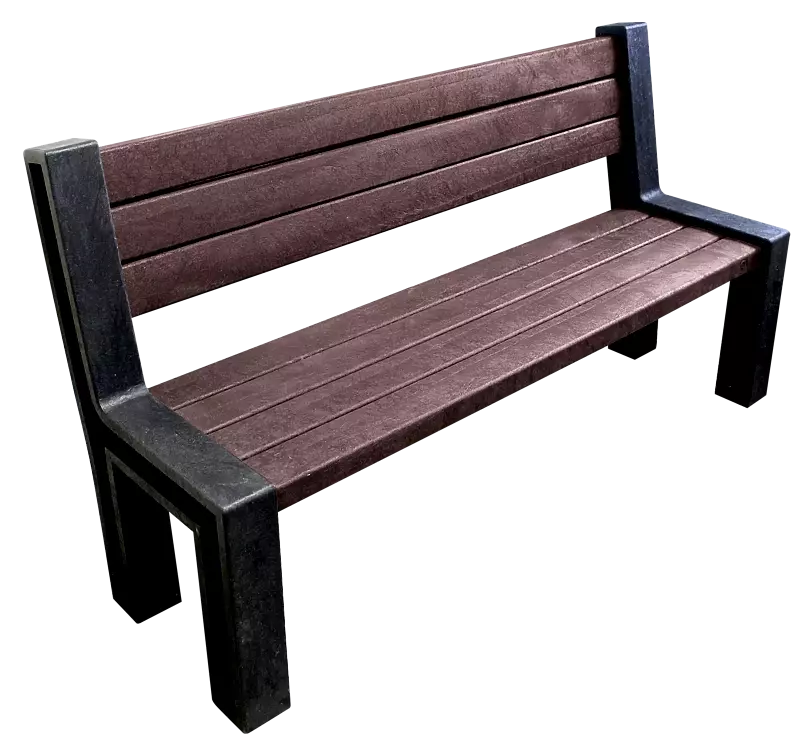 Sitzbank ODERZO mit Rückenlehne, aus Recycling-Kunststoff