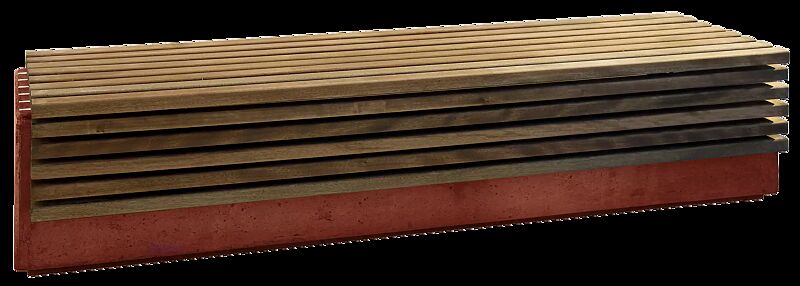 Sitzbank LITHOS WOOD ohne Rückenlehne, mit Jatobaholzbelattung, Beton mit Acrylbeschichtung in ziegelrot - 8