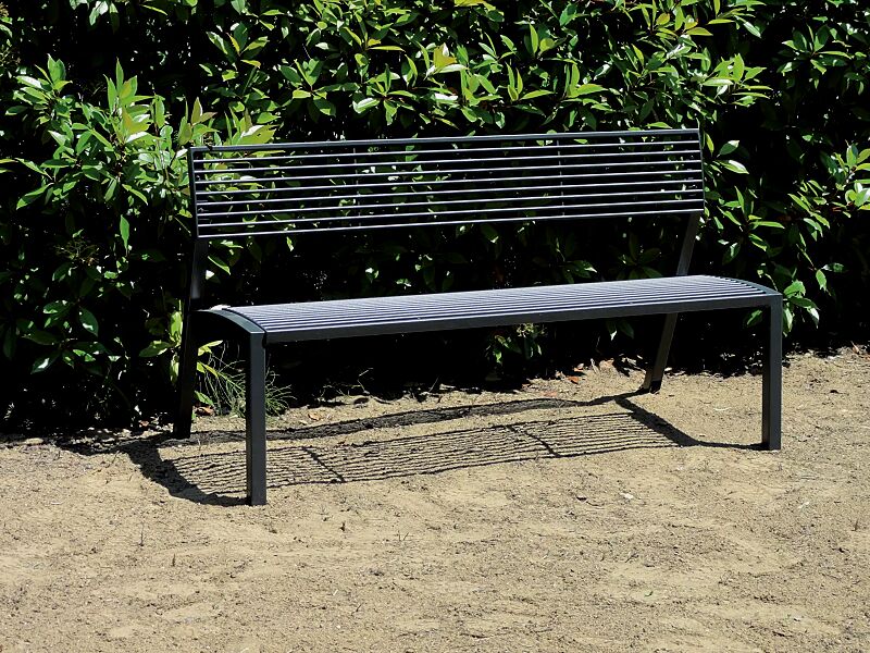 Sitzbank VERA mit Rückenlehne, in RAL 7016 anthrazitgrau