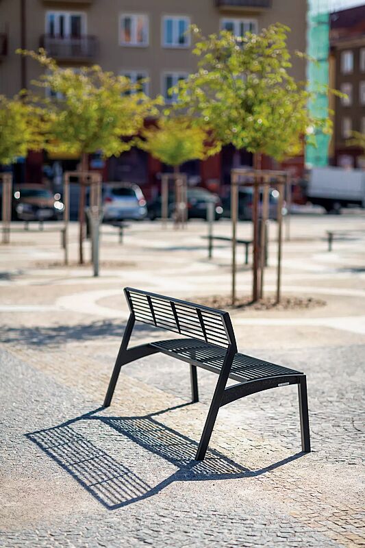 Sitzbank VERA mit Rückenlehne, in RAL 7016 anthrazitgrau