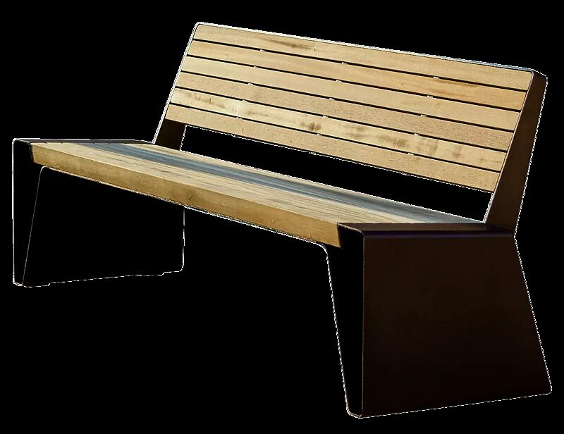 Sitzbank RADIUM mit Rückenlehne, mit Robinienholzbelattung, Stahlteile in RAL 7016 anthrazitgrau