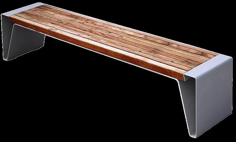 Sitzbank RADIUM ohne Rückenlehne, mit Jatobaholzbelattung, Stahlteile in 9007 graualuminium