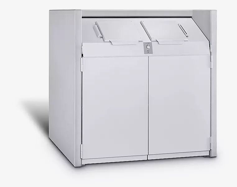 Containerbox DUNDEE, Korpus Sichtbeton, Türen in weißaluminium ähnlich RAL 9006