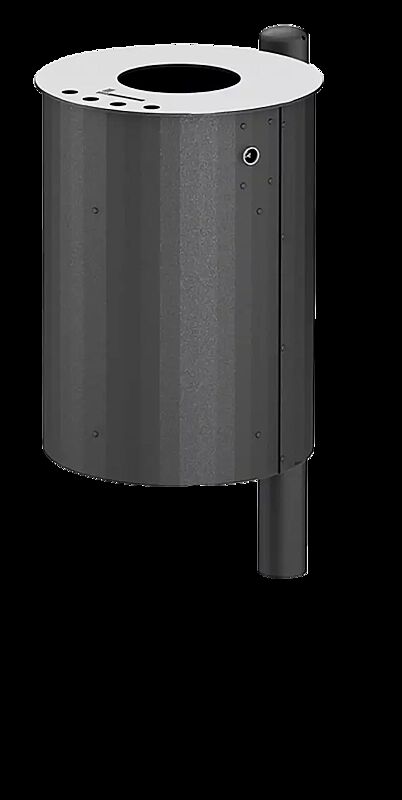 Abfallbehälter BEXHILL mit Ascher, 40 Liter, mit Pfosten, in DB 703 eisenglimmer