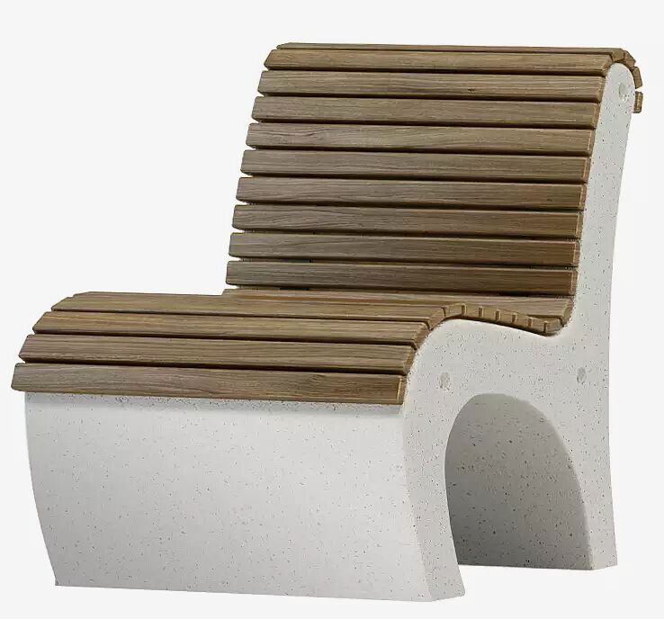 Sitz GEA aus rekonstituiertem Marmor, mit Okouméholzauflage, in weiß carrara