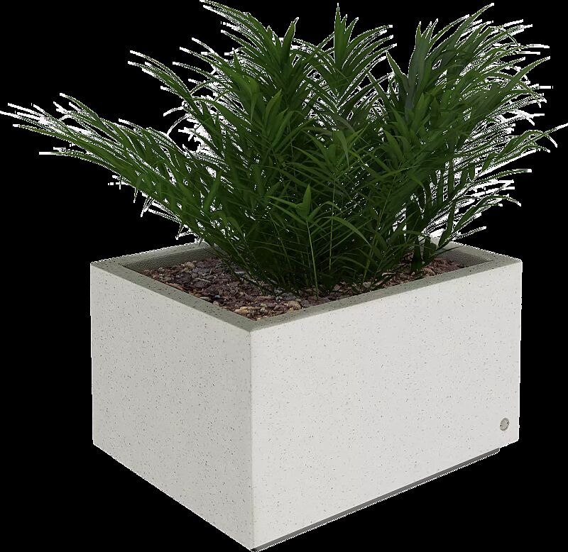 Pflanzbehälter LOUNGE rechteckig, aus rekonstituiertem Marmor, in weiß carrara