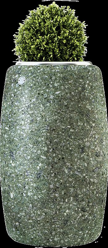 Pflanzbehälter ORIONE aus rekonstituiertem Marmor gestockt, in grün alpi