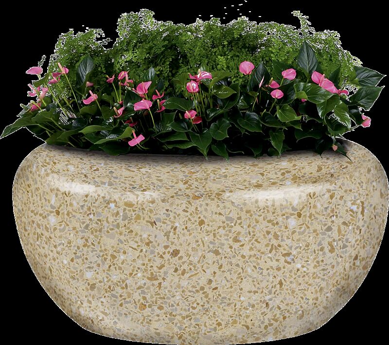 Pflanzbehälter GIOVE aus rekonstituiertem Marmor geschliffen, in gelb mori