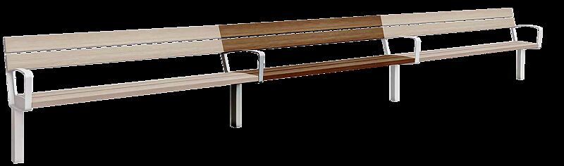 Sitzbank INTERVERA - Mittelelement, mit Jatobaholzbelattung, Stahlteile in RAL 9007 graualuminium 