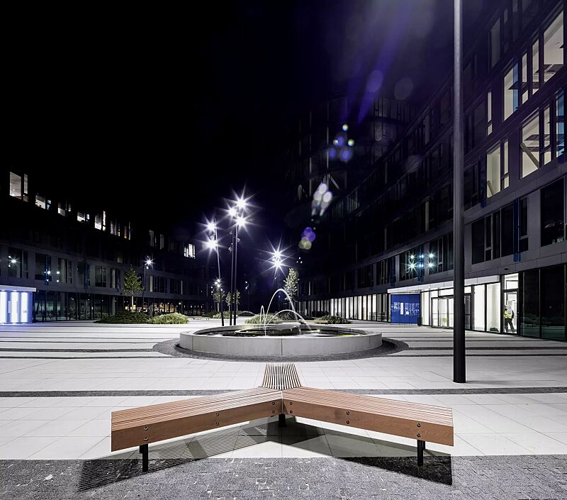 Dreifach-Eckbank WOODY, 120°, mit Jatobaholzbelattung