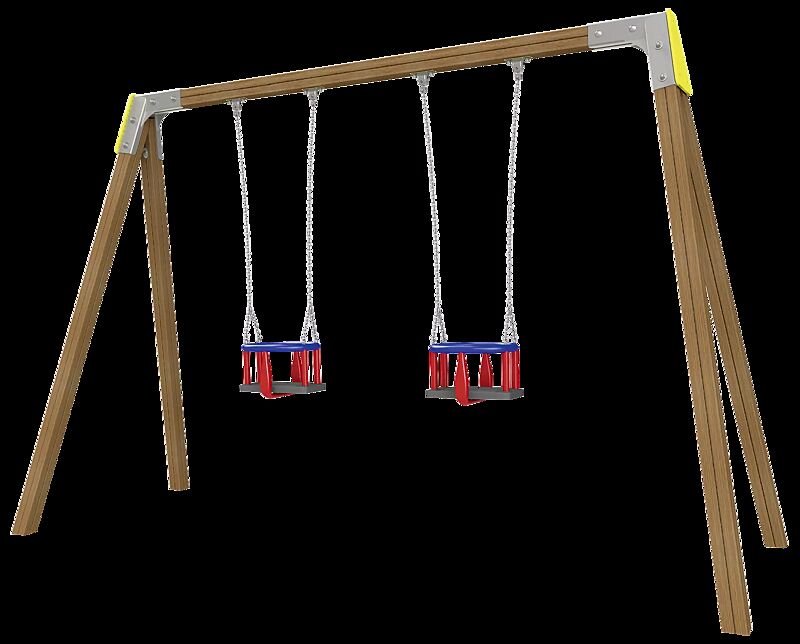 Kleinkindschaukel SWAY mit 2 Kleinkind-Sicherheitssitzen, Schaukelbalken in Holz