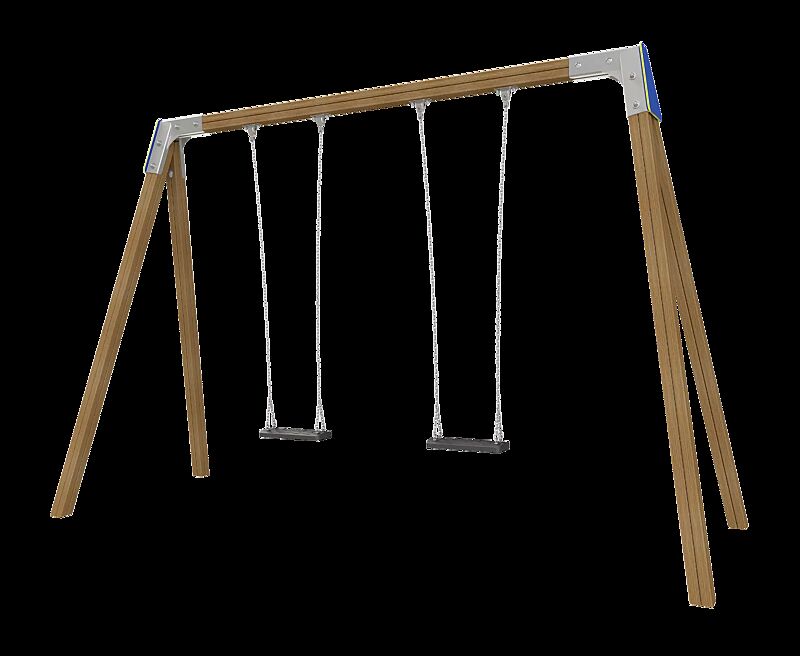 Kleinkindschaukel SWAY mit 2 mit Standard-Sicherheitsschaukelsitzsitzen, Schaukelbalken in Holz