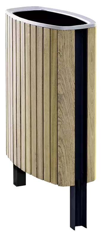 Abfallbehälter MINIUM mit seitlichen Pfosten zum Aufdübeln, mit Robinienholzbelattung, Stahlteile in RAL 7016 anthrazitgrau