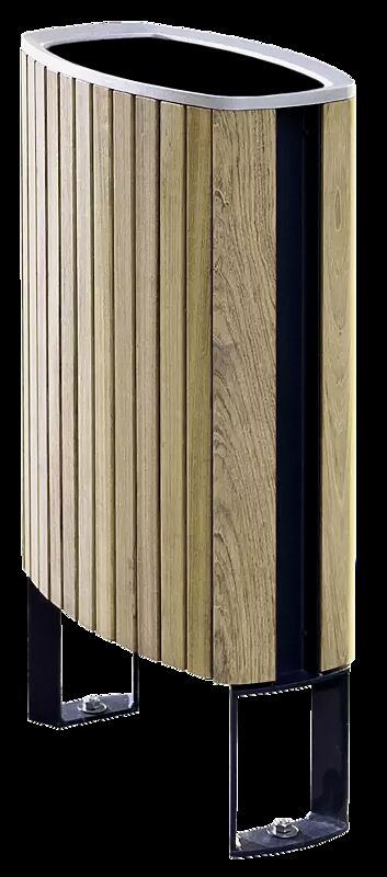 Abfallbehälter MINIUM mit seitlichen Pfosten zum Aufdübeln, mit Robinienholzbelattung, Stahlteile in RAL 7016 anthrazitgrau