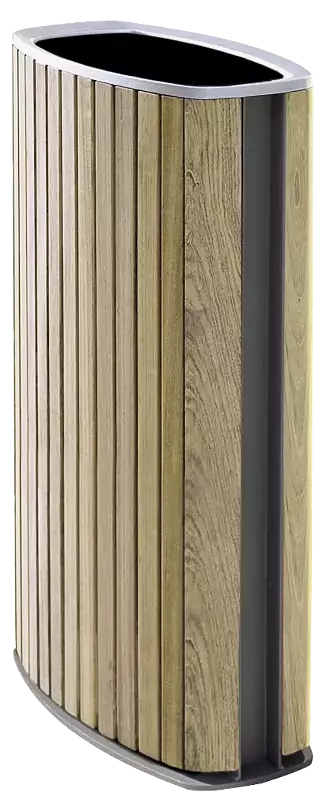 Abfallbehälter MINIUM zum Aufdübeln, mit Robinienholzbelattung, Stahlteile in RAL 7016 anthrazitgrau