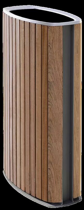 Abfallbehälter MINIUM zum Aufdübeln, mit Jatobaholzbelattung, Stahlteile in RAL 7016 anthrazitgrau