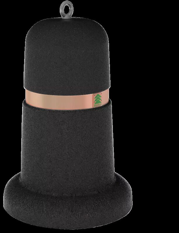 Poller RAY aus rekonstituiertem Marmor, mit Kupferband, in schwarz ebano