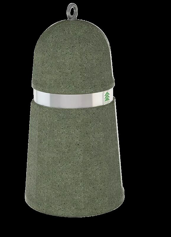 Poller ARO aus rekonstituiertem Marmor, mit Edelstahlband, in grün alpi