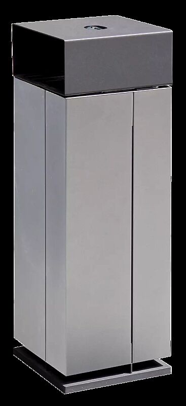 Standabfallbehälter NANUK mit Schutzdach und Ascher, Korpus: Edelstahlblech, Stahlteile in RAL 7016 anthrazitgrau