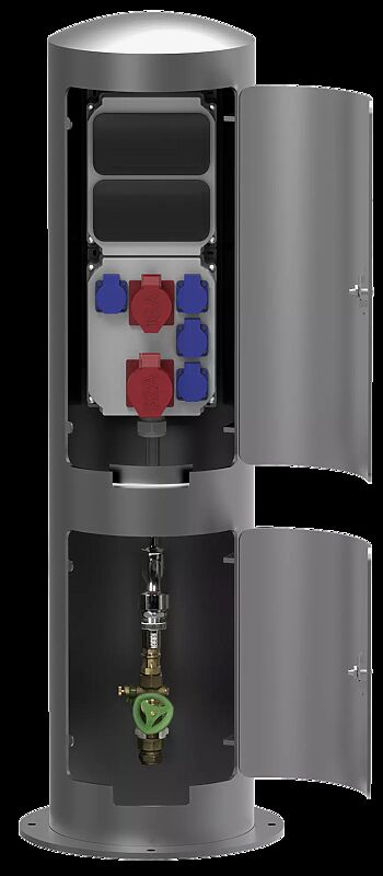 Versorgungspoller AUBEL zur Energie- und Wasserversorgung, Höhe 1300 mm, in DB 703 eisenglimmer