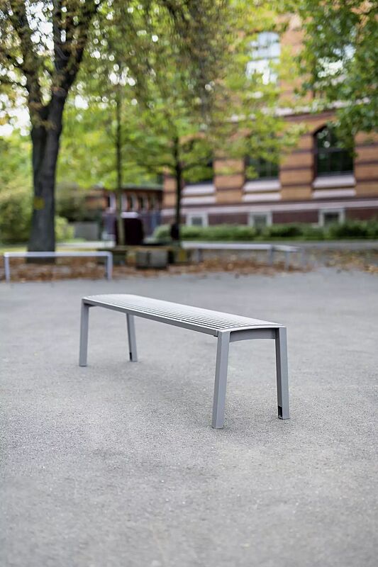 Sitzbank VERA ohne Rückenlehne, in RAL 9007 graualuminium